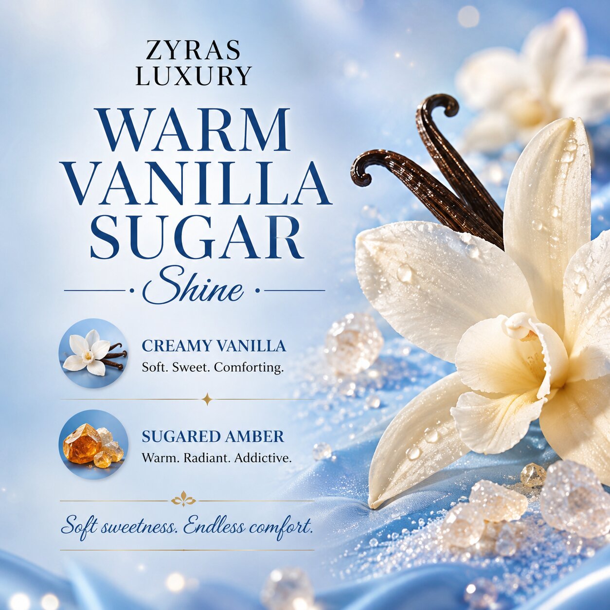 ZYRAS LUXURY Warm Vanilla Sugar Shine Fragrance Mist with Shimmer – 250ml