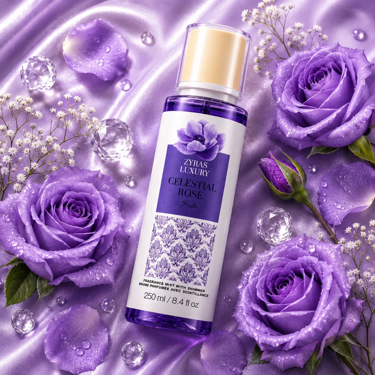 ZYRAS LUXURY Celestial Rose Halo – Shimmer Fragrance Mist | 250 ml