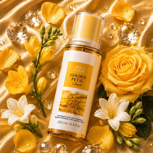 ZYRAS LUXURY Golden Petal Touch – Fragrance Mist with Shimmer | 250 ml