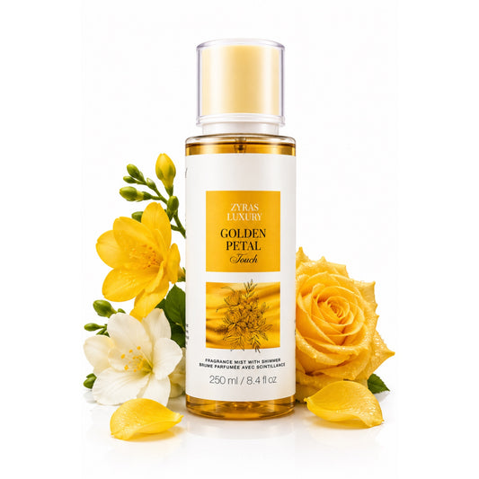 ZYRAS LUXURY Golden Petal Touch – Fragrance Mist with Shimmer | 250 ml