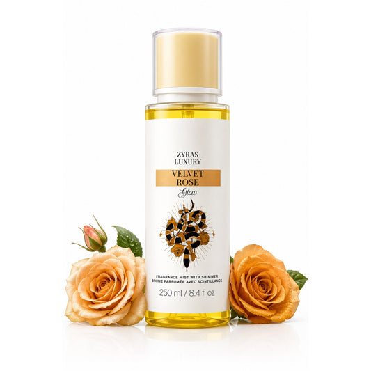 Zyras Luxury Velvet Rose Glow Fragrance Mist with Shimmer – 250 ml